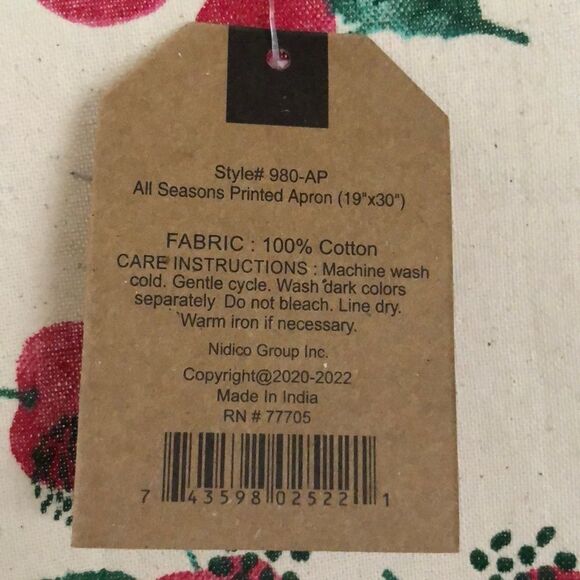 Mabelle Home Collection Cherry Print Cotton Apron - Picture 7 of 8